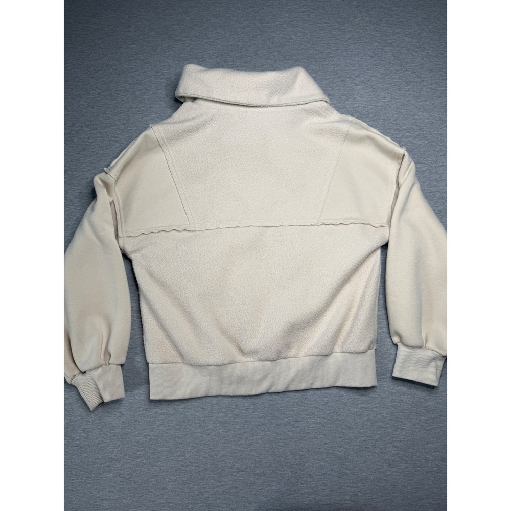 New In Cream Fleece Quarter Zip Utility Pullover Jacket Small NT10924 - Picture 4 of 7